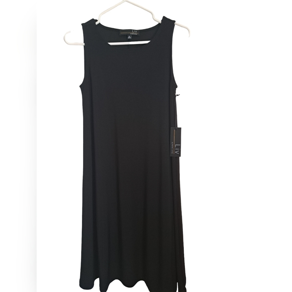 LIV HABITAT CLOTHES lightweight polyester spandex sleeveless tank dress black XS